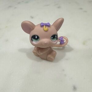 LPS #565 Beige Rat w Bow 2007 Authentic Toy Hasbro Collector Littlest Pet Shop
